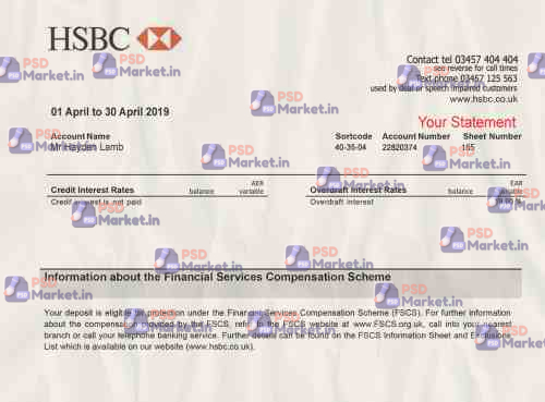 HSBC Bank Statement Template 3 HSBC Bank Statement Template - PSDMarket.in