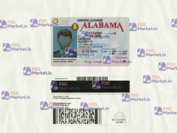 Alabama Drivers License (scan) Template (V2) - PSDMarket.in