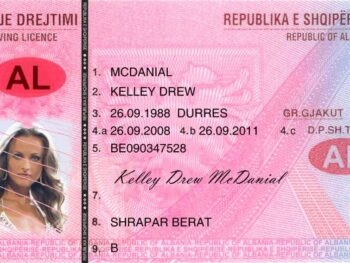 Albania Driving Licence Template