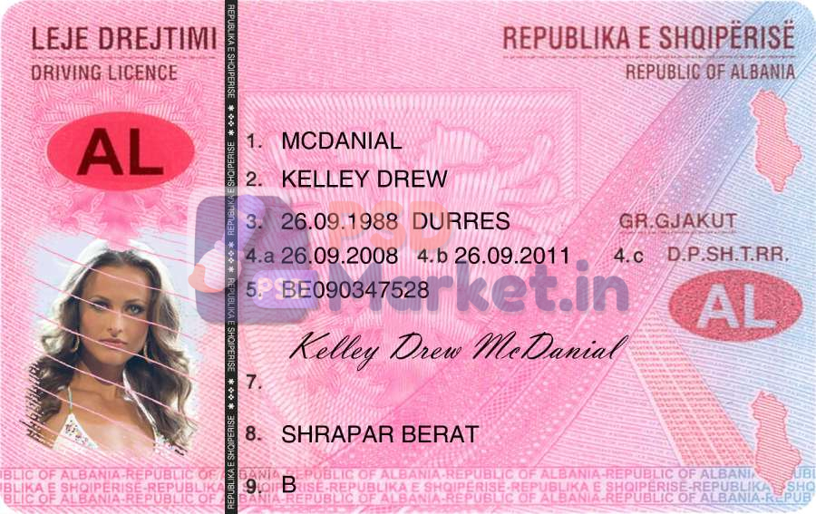 Albania Driving Licence Template 1 Albania Driving Licence Template