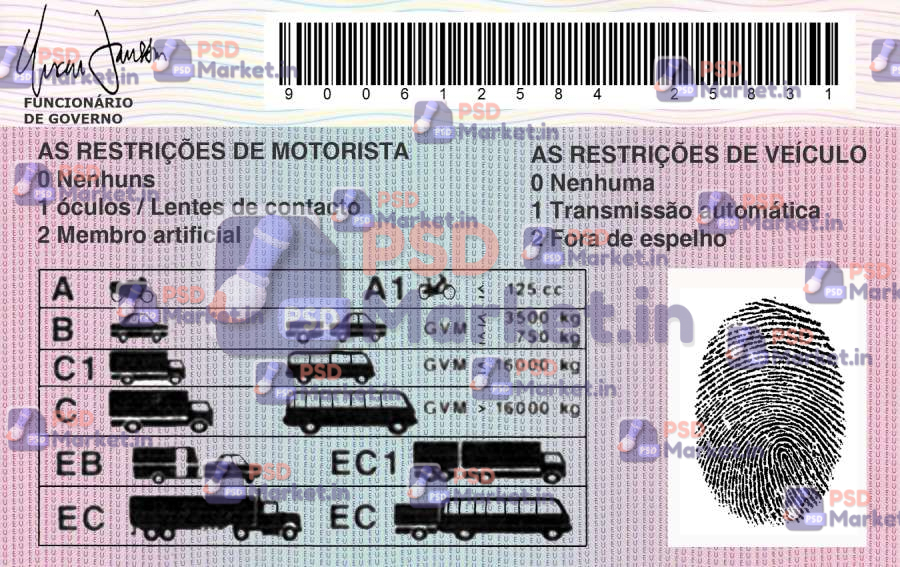 Angola Driving Licence Template 2 Angola Driving licence psd template - PSDMarket.in