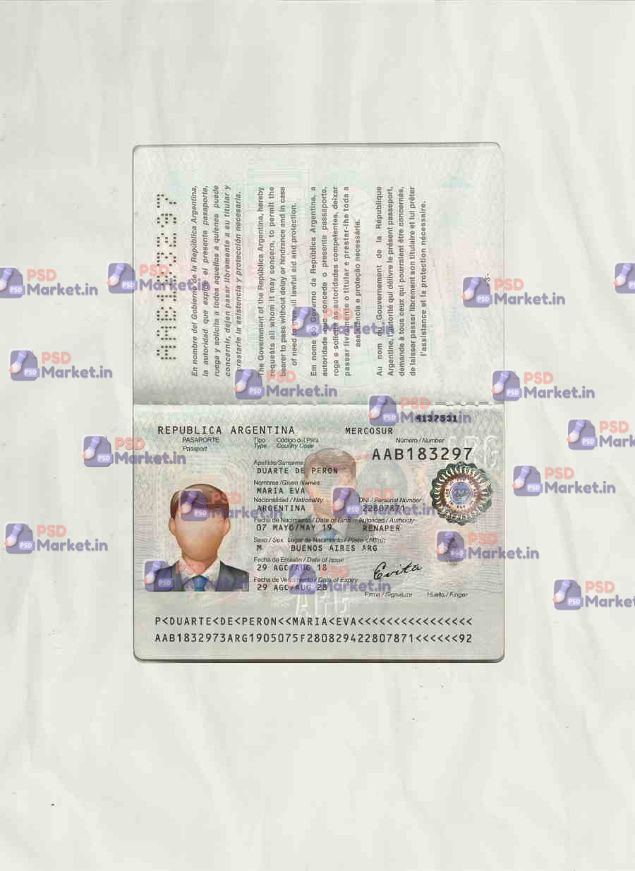 Argentina Passport Template 1 Argentina Passport Template - PSDMarket.in