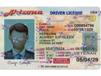 Arizona Driver License (Front & Back) Template - PSDMarket.in