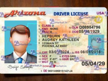 Arizona Driver License (Front & Back) Template v2 - PSDMarket.in