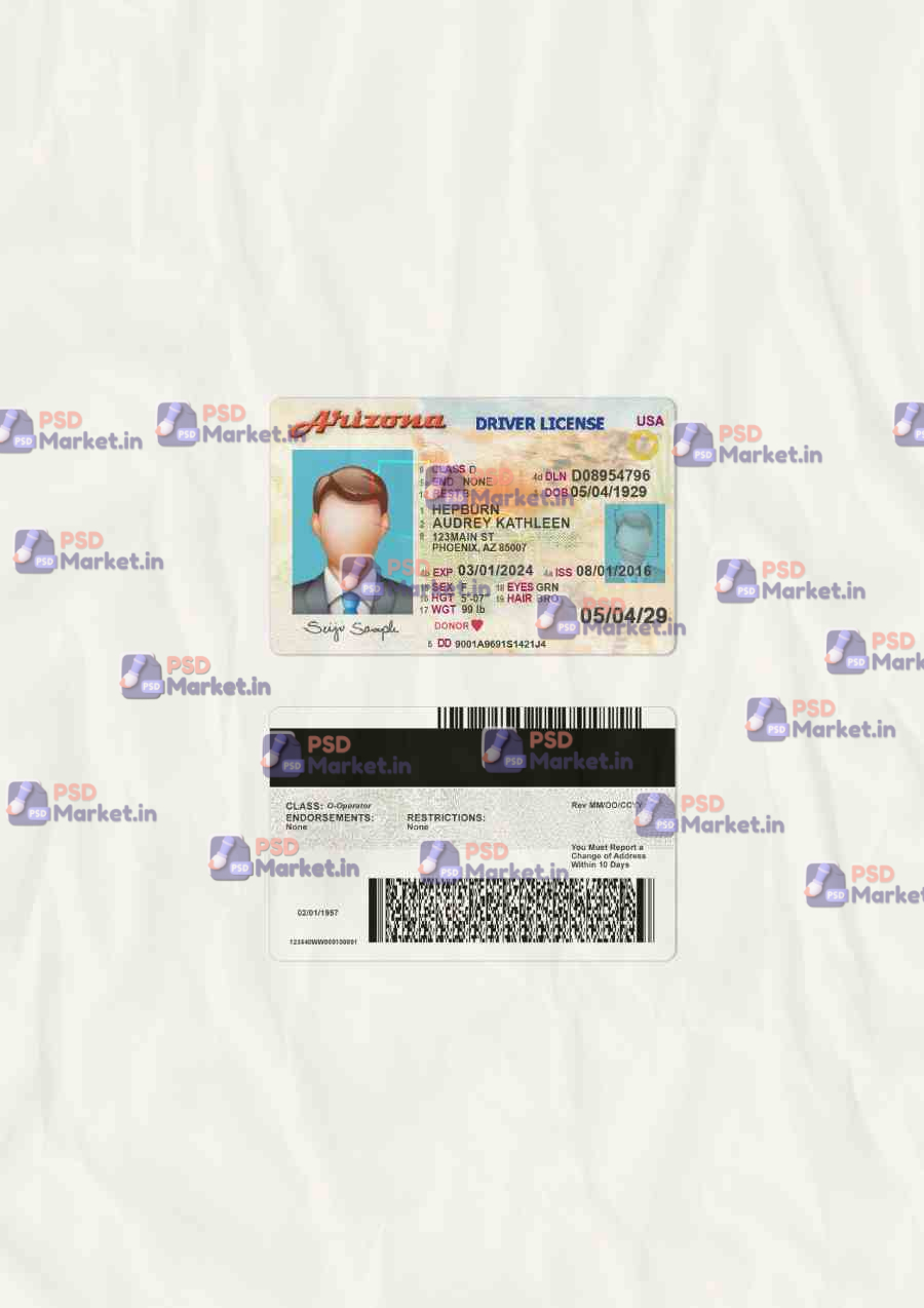 Arizona Drivers License (scan) v2 1 Arizona Drivers License (scan) v2 - PSDMarket.in