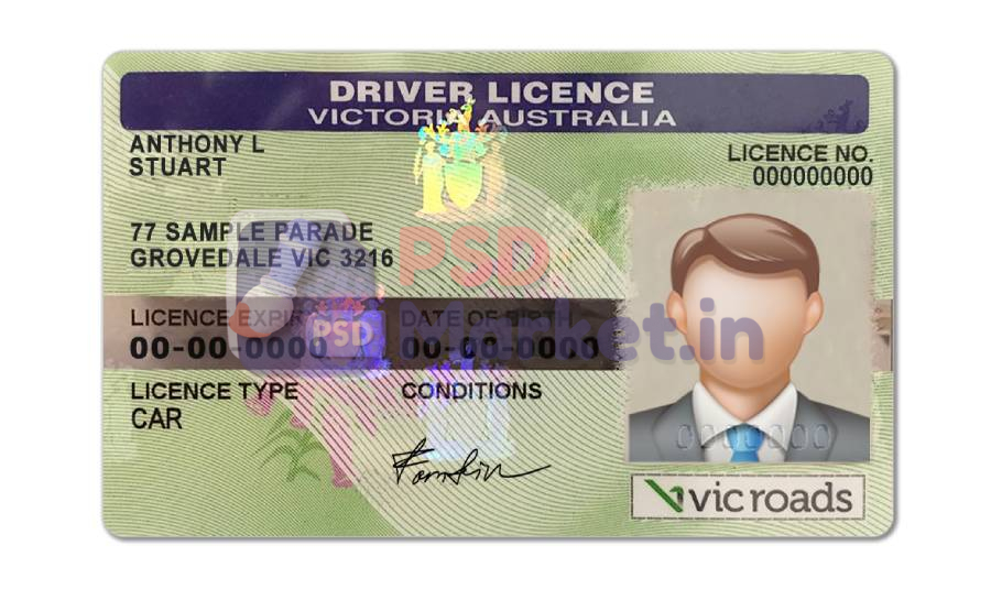 Australian Victoria Australia DL (Front & Back) Template 1 Australian Victoria Australia DL (Front & Back) Template - PSDMarket.in