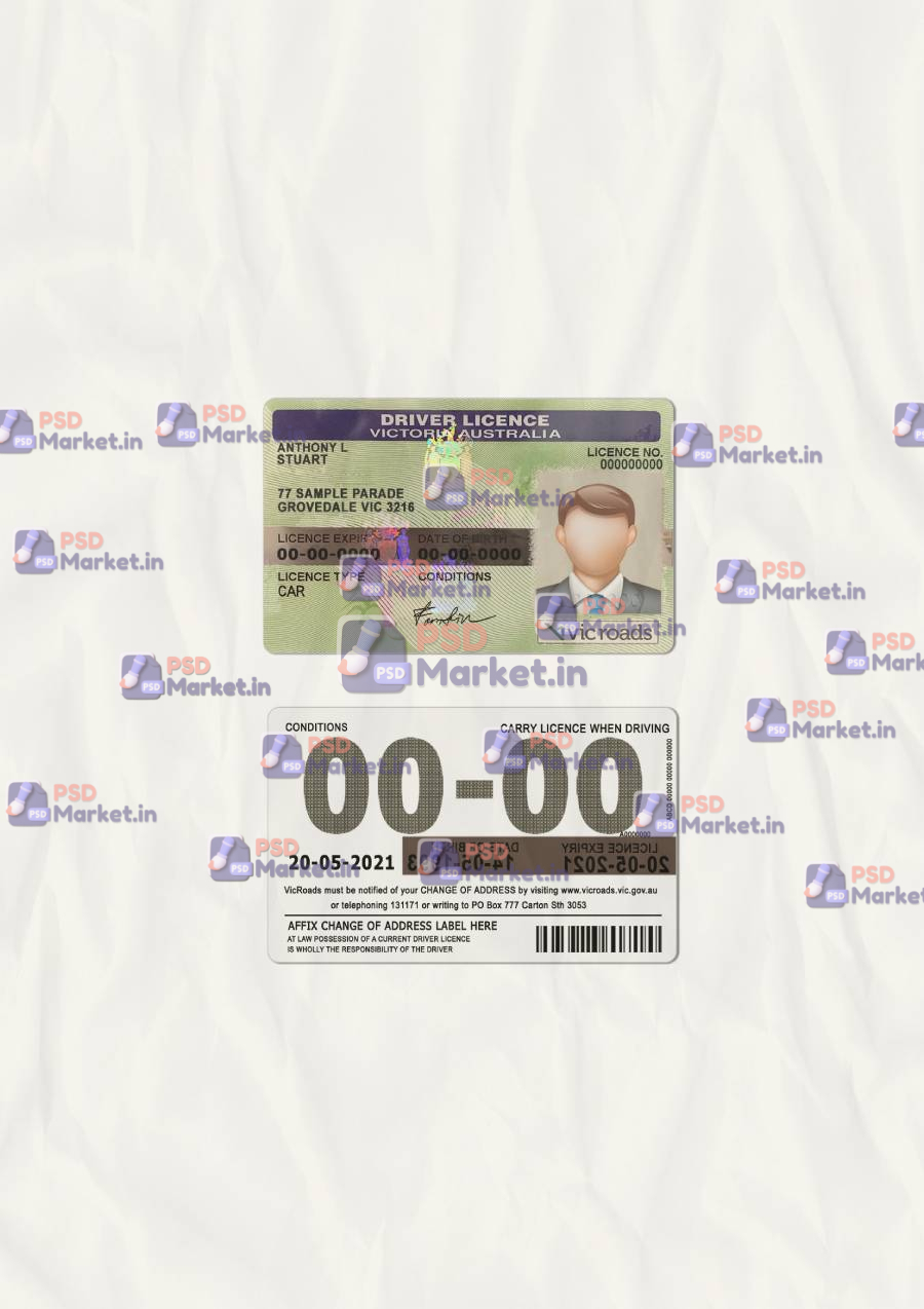 Australian Victoria Australia DL Template (scan) 1 Australian Victoria Australia DL Template (scan) - PSDMarket.in