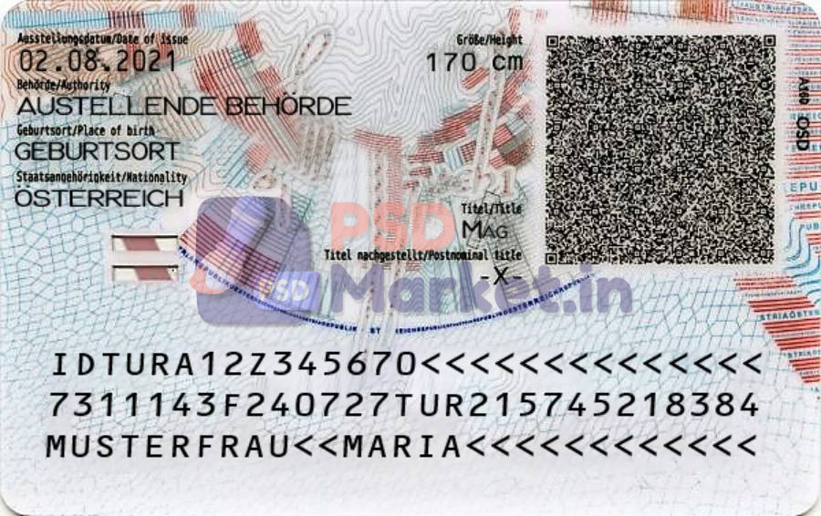Austria ID Card (Front & Back )PSD Template V2 2 Austria ID Card (Front & Back )PSD Template V2 - Back - PSDMarket.in