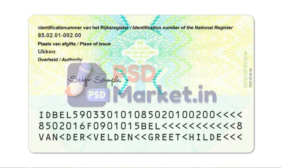 Belgium Driving Licence (Front & Back) Template 2 Belgium dl front and back - PSDMarket.in - Back