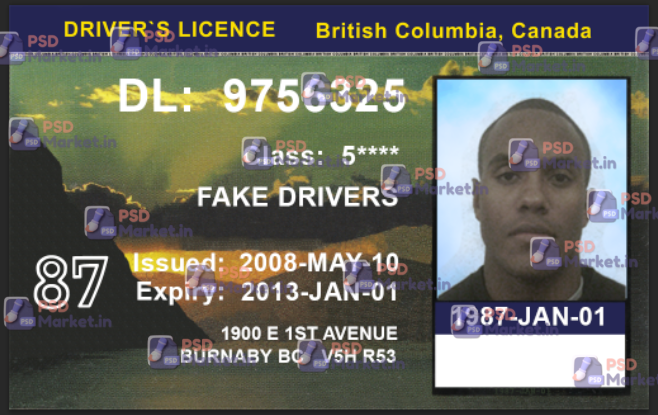 Canada British Columbia Driving Licence 1 Canada British Columbia Driving Licence