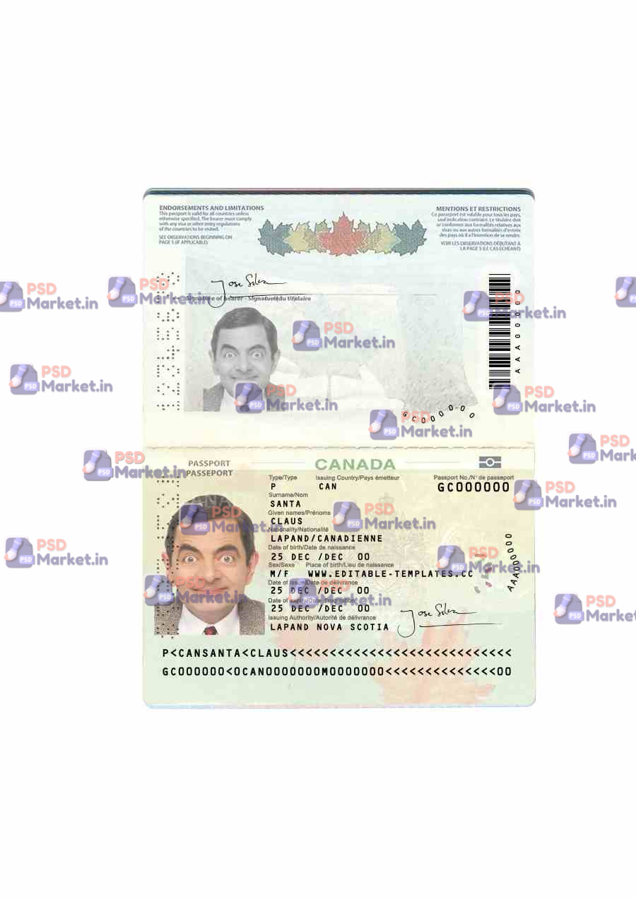 Canada Passport Template (V1) 1 Canada Passport Template (V1) - PSDMarket.in