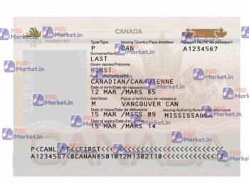 Canada Passport Template(V2) - PSDMarket.in