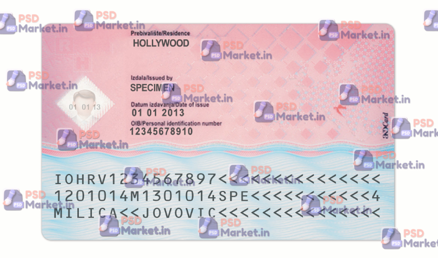 Croatia ID Card (Front & Back)Template 2 Croatia ID Card (Front & Back)Template