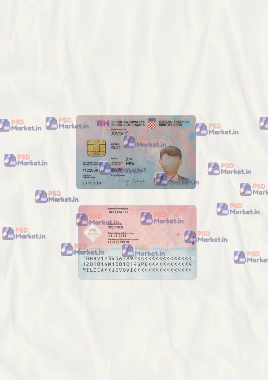 Croatia ID Card Template(scan) 1 Croatia ID Card Template(scan) - PSDMarket.in