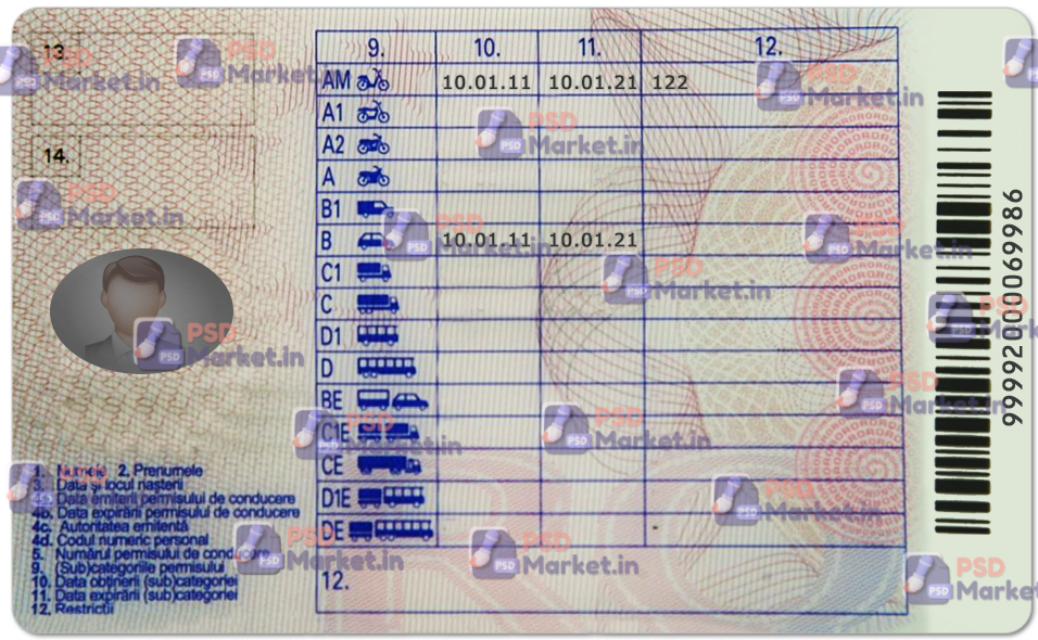 Romania Driving Licence Template 2 Romania Driving Licence Template - Image 2
