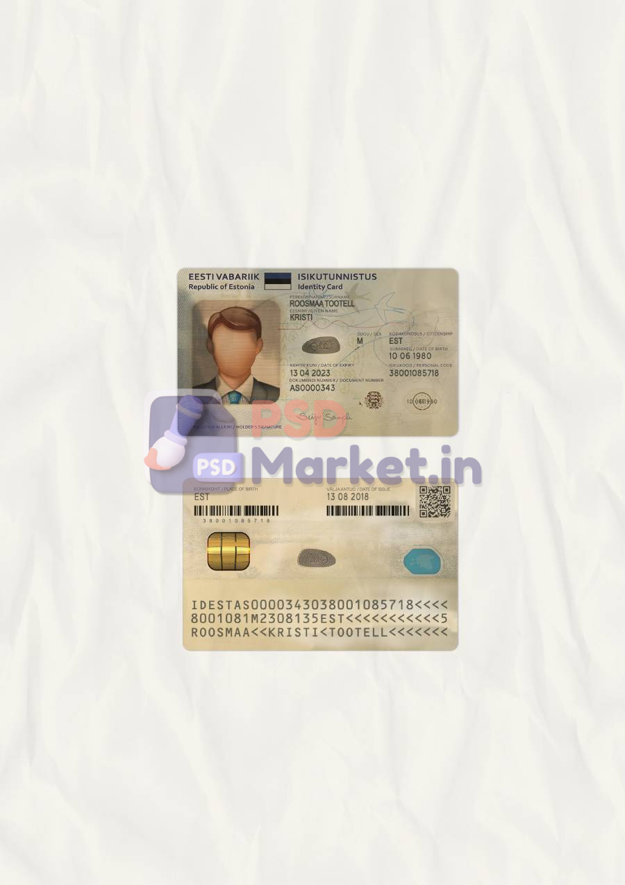 Estonia ID Card Template (scan)V2 1 Estonia ID Card Template (scan)V2 - PSDMarket.in