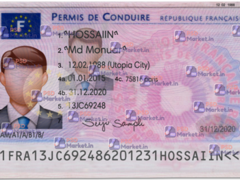France Driving Licence (Front & Back) Template
