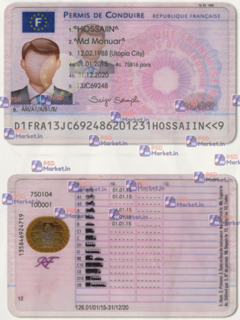 France Driving Licence Template (scan) 1 France Driving Licence Template (scan)