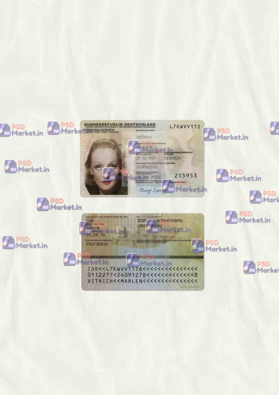 Germany ID Card Template (scan V2) 1 Germany ID Card Template (scan V2)