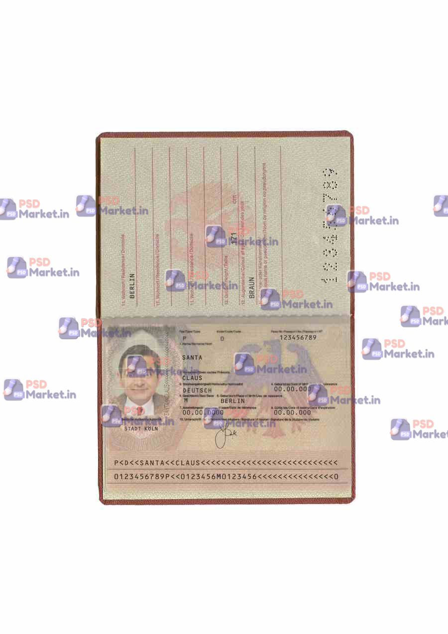 Germany Passport Template(V1) 1 Germany Passport Template (V1) - PSDMarket.in