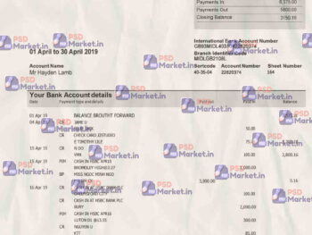 HSBC Bank Statement Template - PSDMarket.in