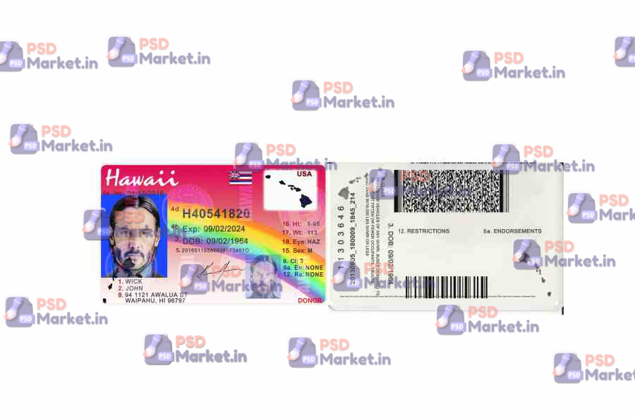 Hawaii Driver License New & old Template 1 Hawaii Driver License New & old Template - PSDMarket.in