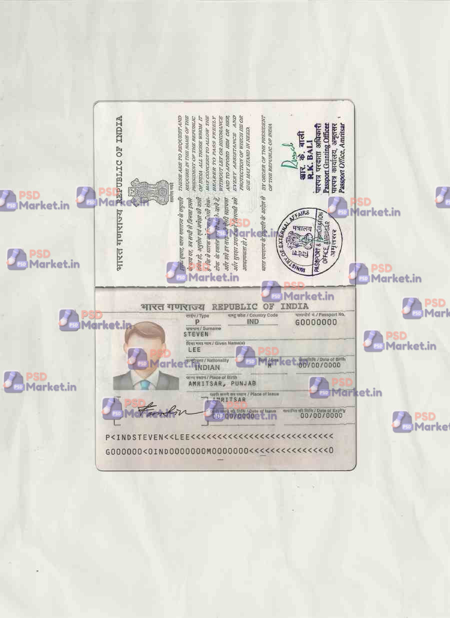 India Passport Template 1 India Passport Template - PSDMarket.in
