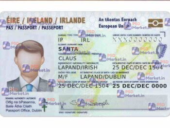 Ireland ID Card (Front & Back) Template - PSDMarket.in - Front