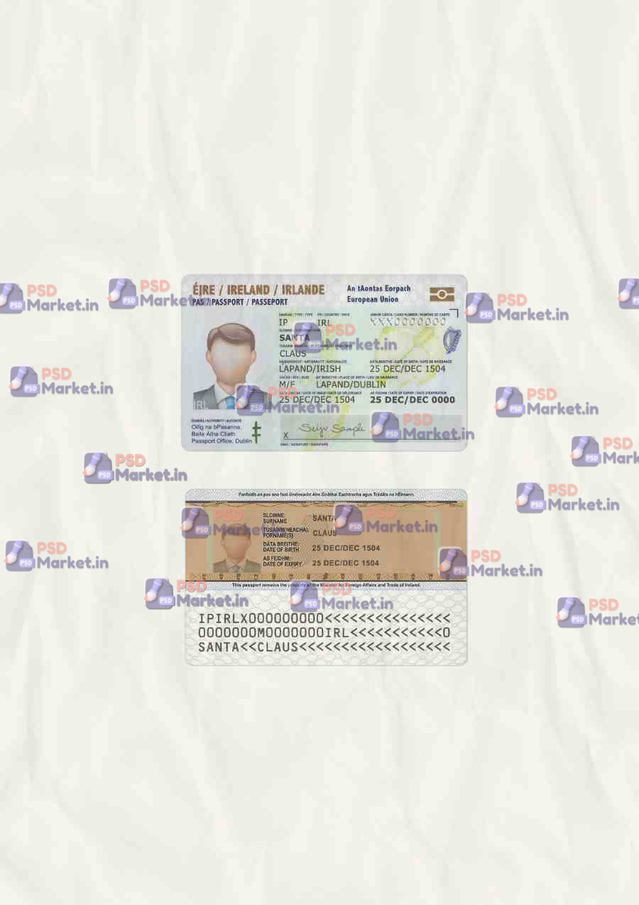 Ireland ID Card Template (scan) 1 Ireland ID Card Template (scan)