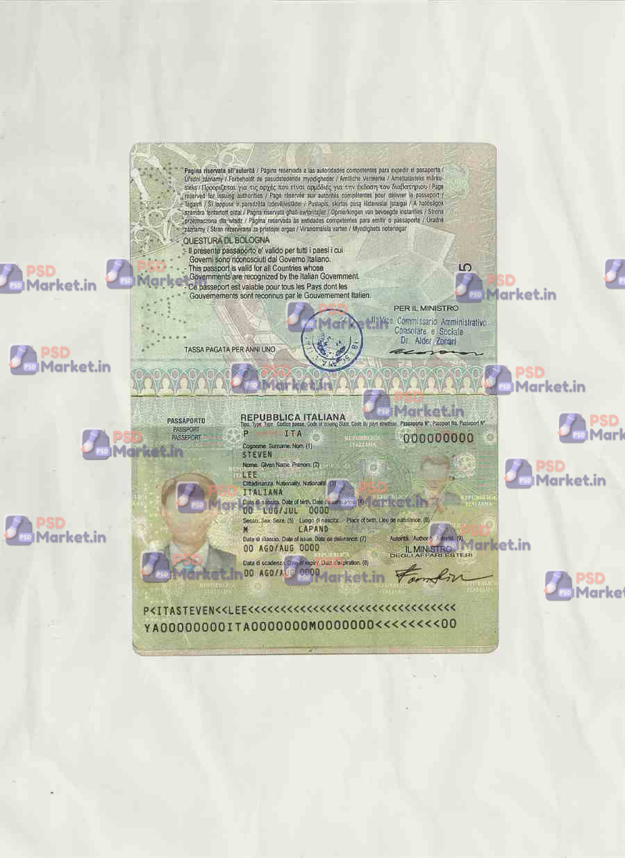 Italy Passport Template 1 Italy Passport Template - PSDMarket.in