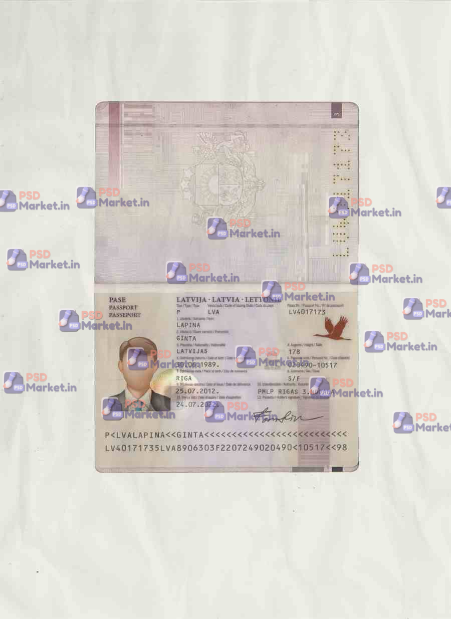 Latvia Passport Template 1 Latvia Passport Template - PSDMarket.in