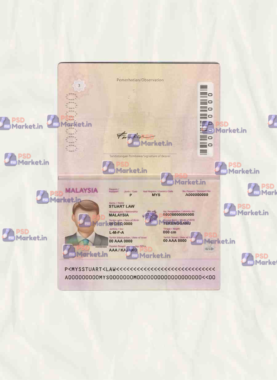 Malaysia Passport Template (V2) 1 Malaysia passport (V2) - PSDMarket.in