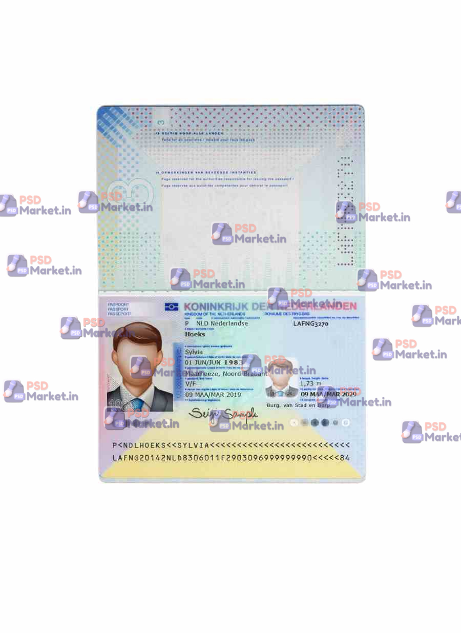 Netherlands (Dutch) E-Passport Template 1 Netherlands (Dutch) E-Passport Template - PSDMarket.in