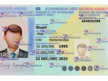 Netherlands ID Card (Front & Back) Template V2 - PSDMarket.in