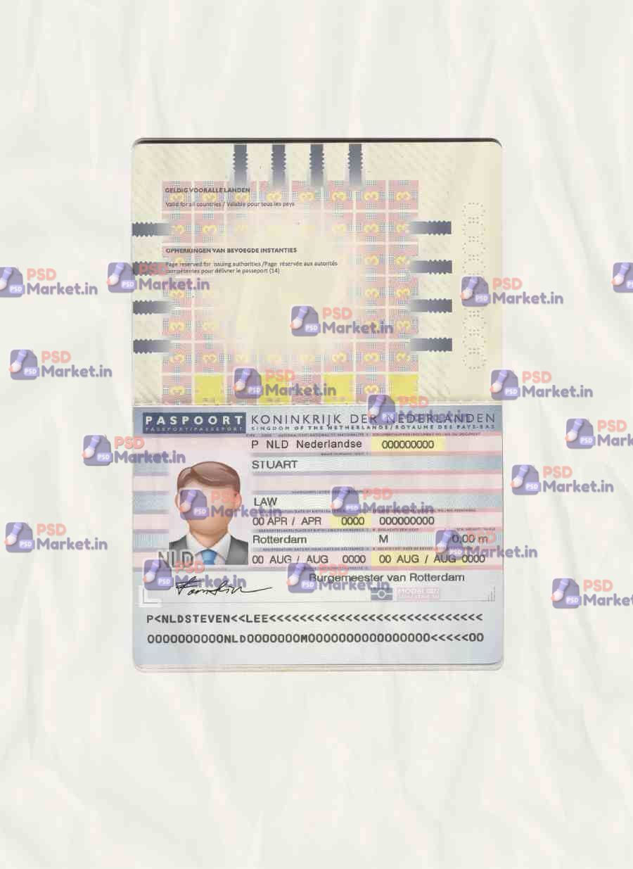Netherlands Passport Template (V2) 1 Netherlands Passport Template (V2) - PSDMarket.in