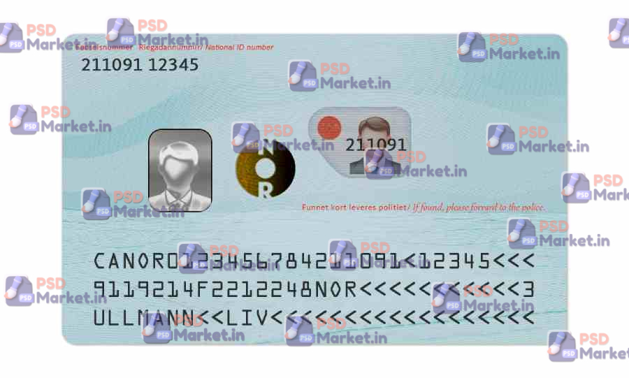 Norway ID Card (Front & Back) Template 2 Norway ID Card (Front & Back) Template - PSDMarket.in