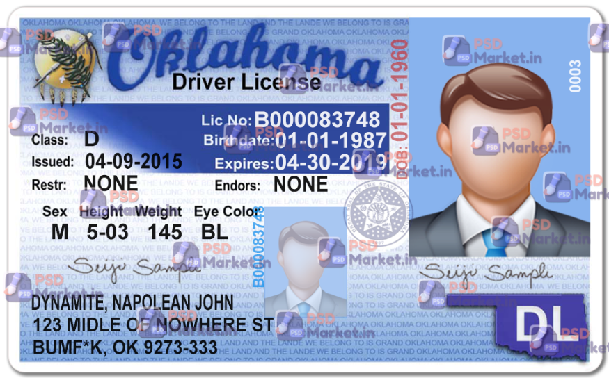 Oklahoma Driving Licence Template V1 1 Oklahoma Driving Licence Template V1