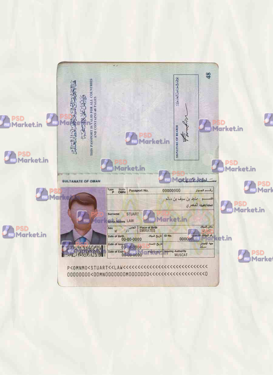 Oman Passport Template 1 Oman Passport Template - PSDMarket.in