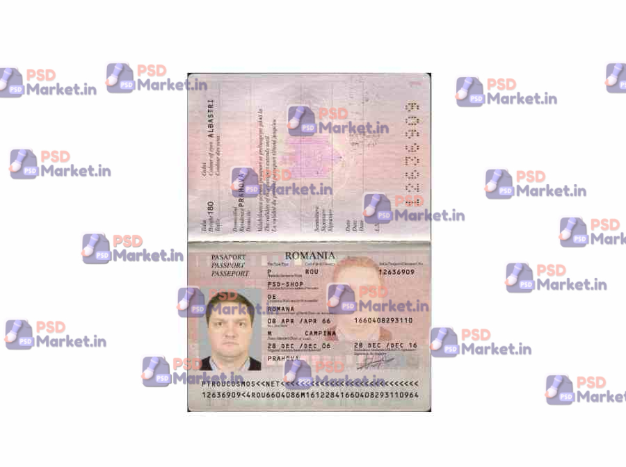 Romania Passport Template 1 Romania Passport Template - PSDMarket.in