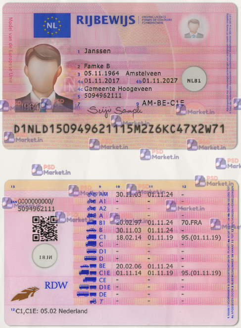 Netherlands Driving Licence Template (scan) 1 Netherlands Driving Licence Template (scan)