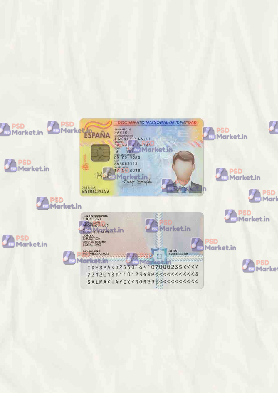 Spain ID Card Template (scan) V2 1 Spain ID Card Template (scan) v2 - PSDMarket.in