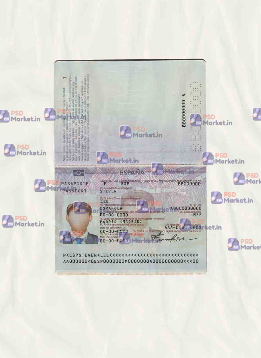 Spain Passport Template (V1) 1 Spain Passport Template (V1) - PSDMarket.in