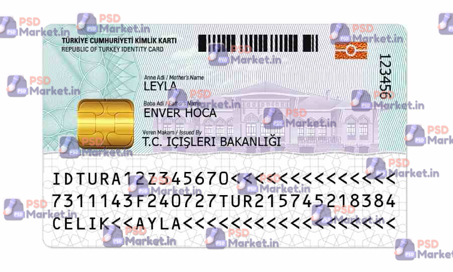 Turkey ID Card (Front & Back) Template 2 Turkey ID Card (Front & Back) Template