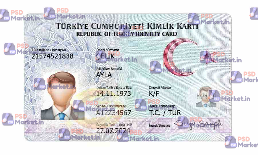 Turkey ID Card (Front & Back) Template 1 Turkey ID Card (Front & Back) Template