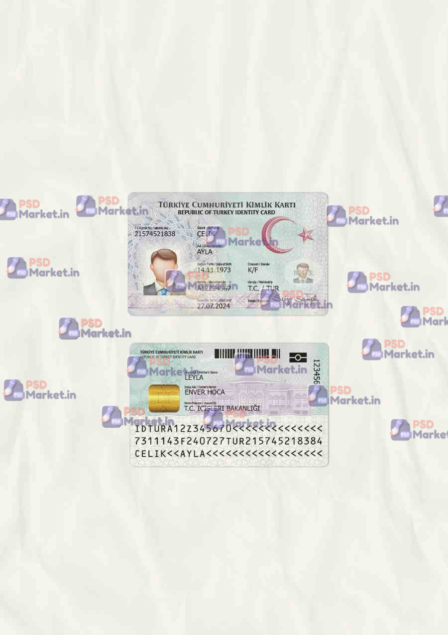 Turkey ID Card Template (scan) 1 Turkey ID Card Template (scan) - PSDMarket.in