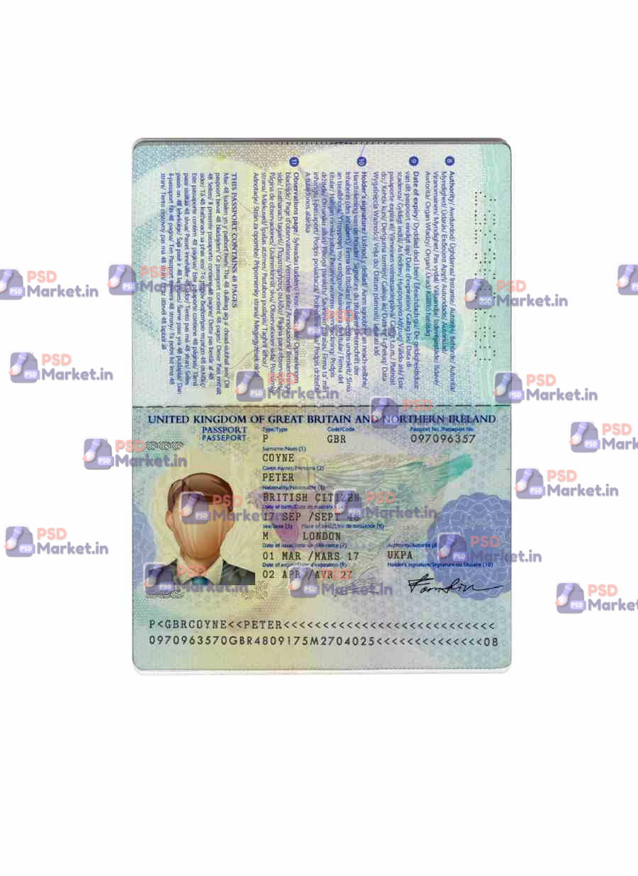 UK Passport Template (V2) 1 UK Passport Template (V2) - PSDMarket.in