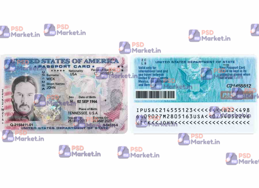 USA ID Card 2008 Template 1 USA ID Card 2008 Template - PSDMarket.in