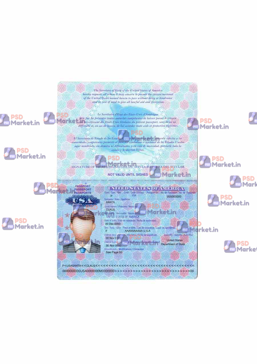 USA Passport Template (V1) 1 USA Passport Template (V1) - PSDMarket.in