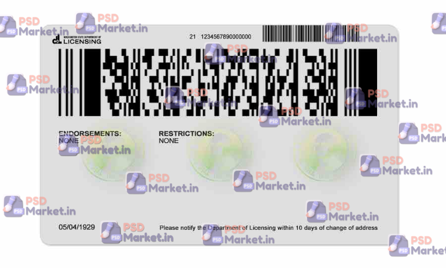 Washington Driver License(Front & Back) Template 2 Washington Driver License(Front & Back) Template - Image 2