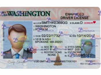 Washington Driver License(Front & Back) Template - PSDMarket.in